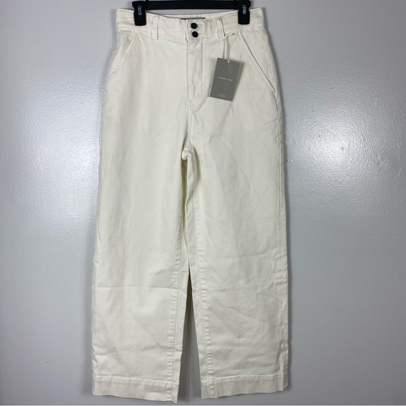 Everlane organic cotton wide leg crop pants bone - Picture 2 of 6